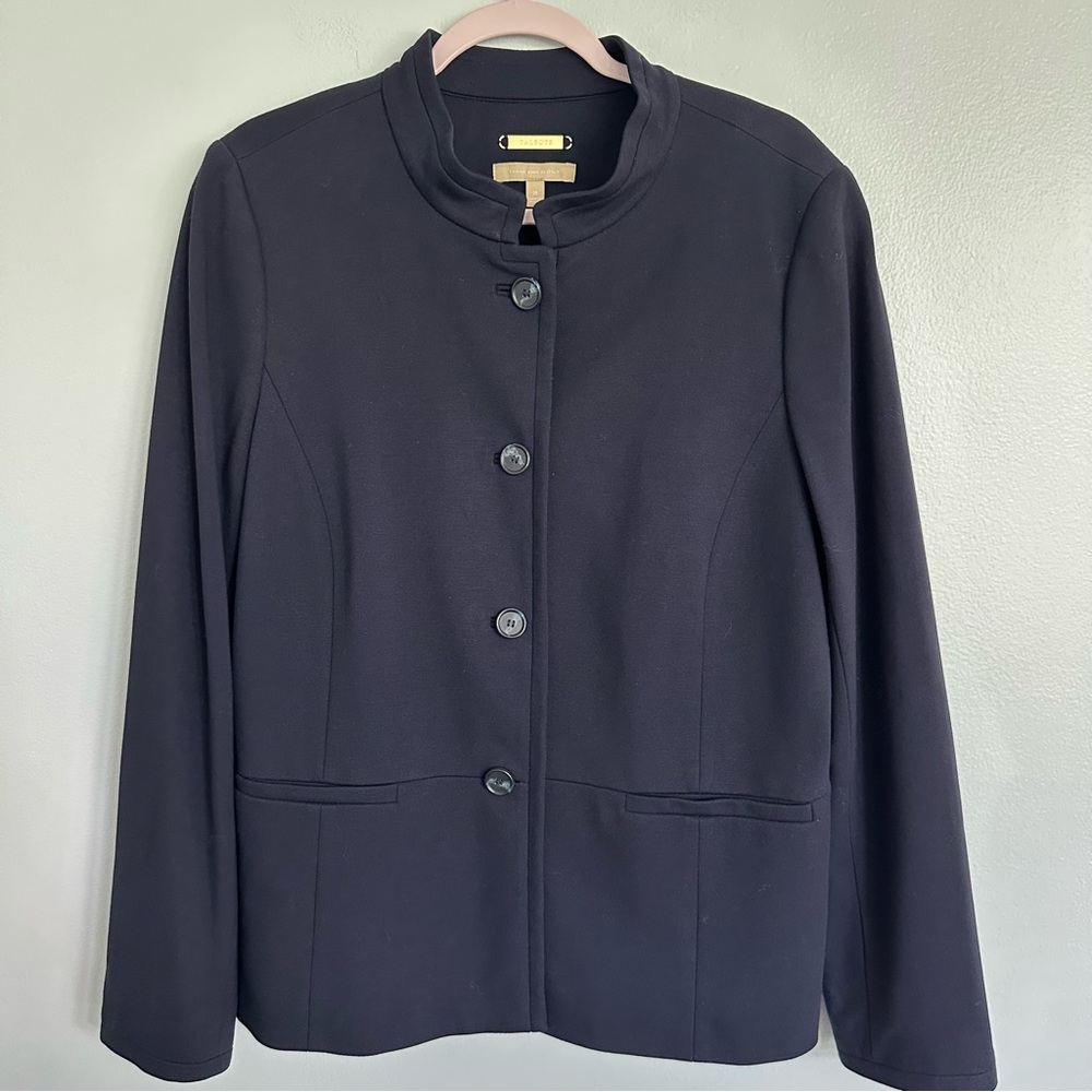 Talbots Italian Luxe Knit Four-Button Jacket Navy 16 - Picture 2 of 8